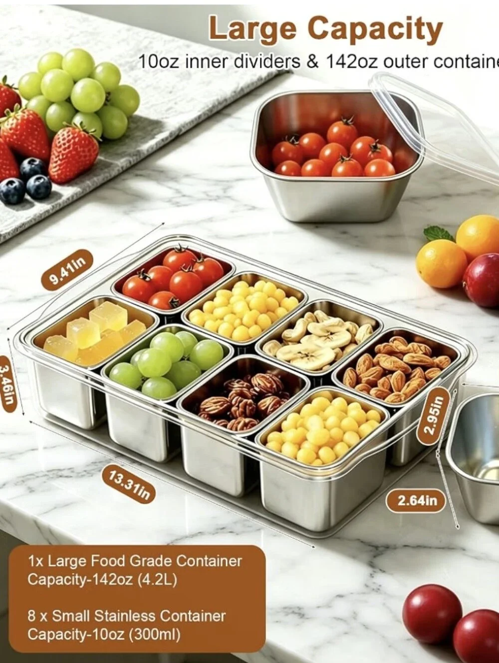 Stainless Steel Container Set with Clear Lid